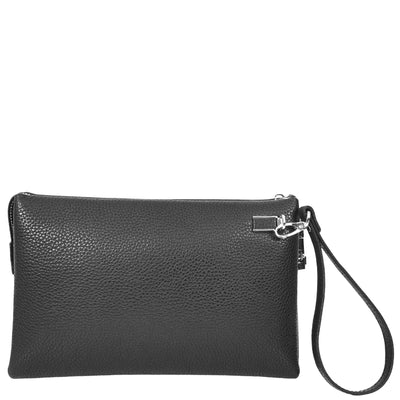 Real Leather Lockable Wrist Bag Thames Black ( Min Order From 10/Pcs )