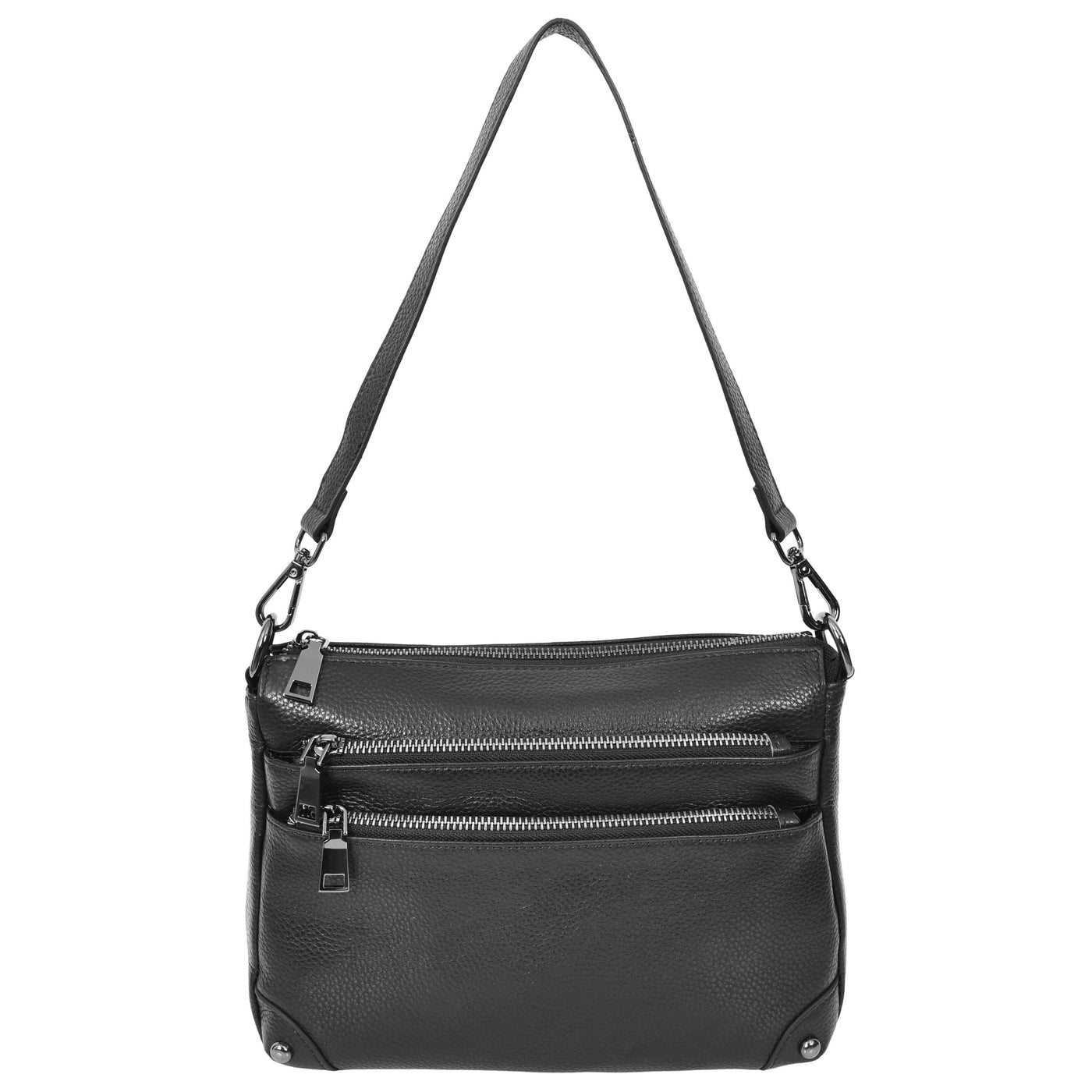 Women's Leather 2-in-1 Cross Body Shoulder Bag Olivia Black ( Min Order From 10/Pcs )
