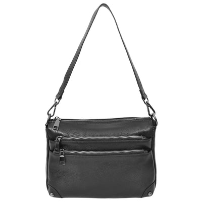 Women's Leather 2-in-1 Cross Body Shoulder Bag Olivia Black ( Min Order From 10/Pcs )