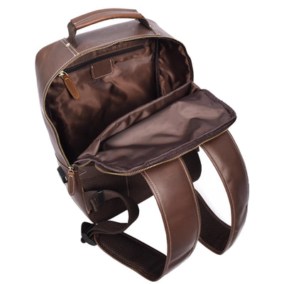 Mens Real Leather Backpack Large Size Laptop Travel Rucksack Cliff BROWN HUNTER ( Min Order From 10/Pcs )