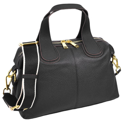 Women's Real Leather Handbag Small Cross Body Shoulder Bag Dahlia Black ( Min Order From 10/Pcs )