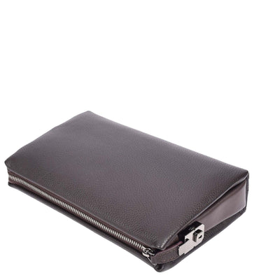 Real Leather Lockable Wrist Bag Thames Brown ( Min Order From 10/Pcs )