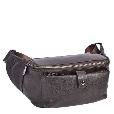 Real Leather Bum Bag Milan Brown (Min Order From 10Pcs)