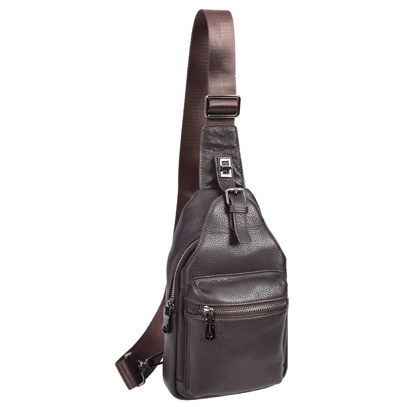 Real Leather Cross Body Chest Bag Phoenix Rusty Brown (Min Order From 10Pcs)