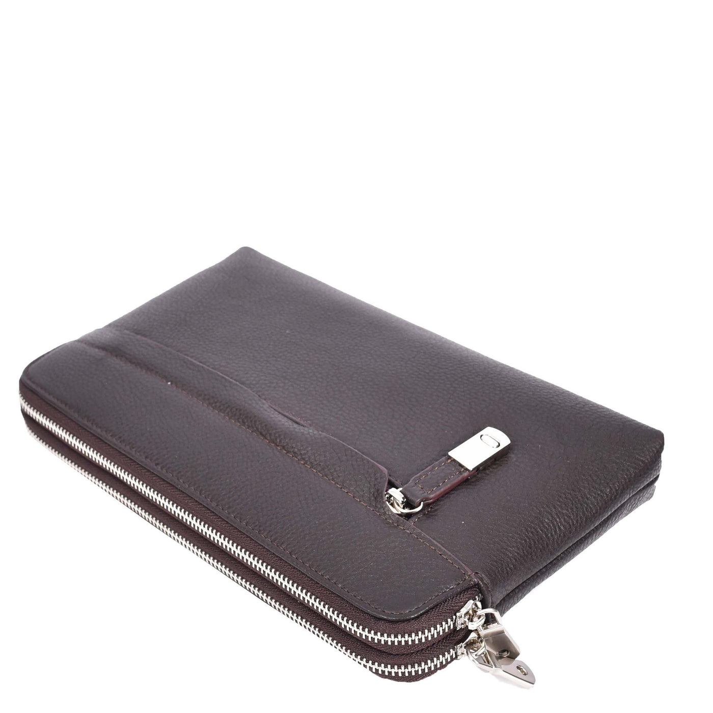 Real Leather Pouch Wrist Bag Stirling Brown ( Min Order From 10/Pcs