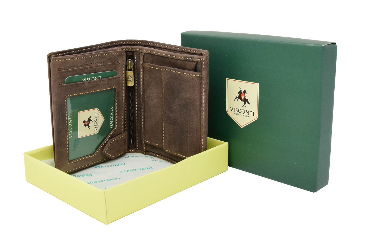 Mens Bifold Vintage Leather Wallet Vienna Oil Brown