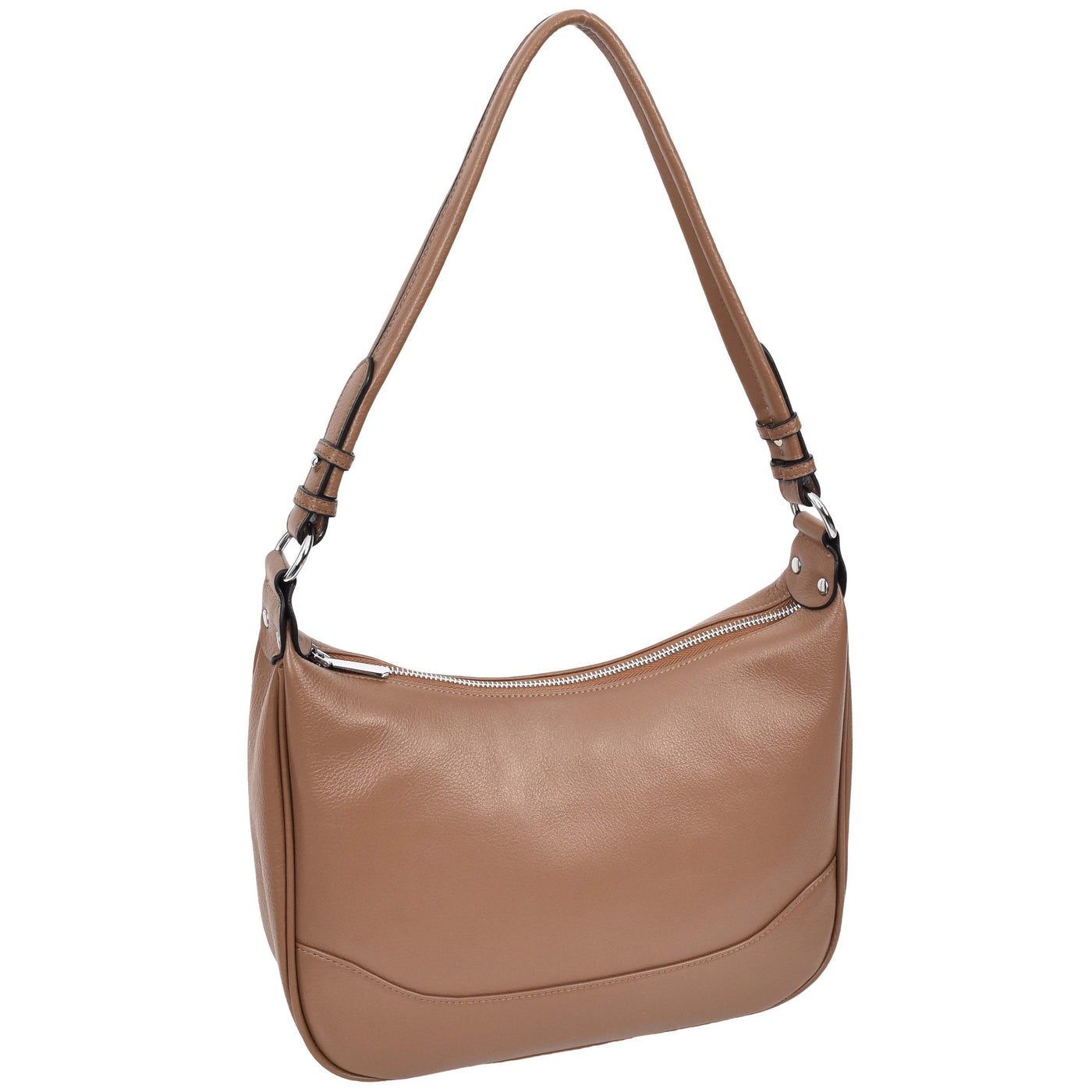 Women's Leather Hobo Style Shoulder Bag Daphne Brown ( Min Order From 10/Pcs )
