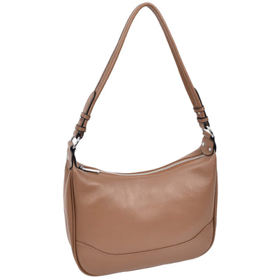 Women's Leather Hobo Style Shoulder Bag Daphne Brown ( Min Order From 10/Pcs )
