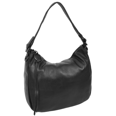 Women's Real Leather Hobo Style Handbag Diana Black ( Min Order From 10/Pcs )