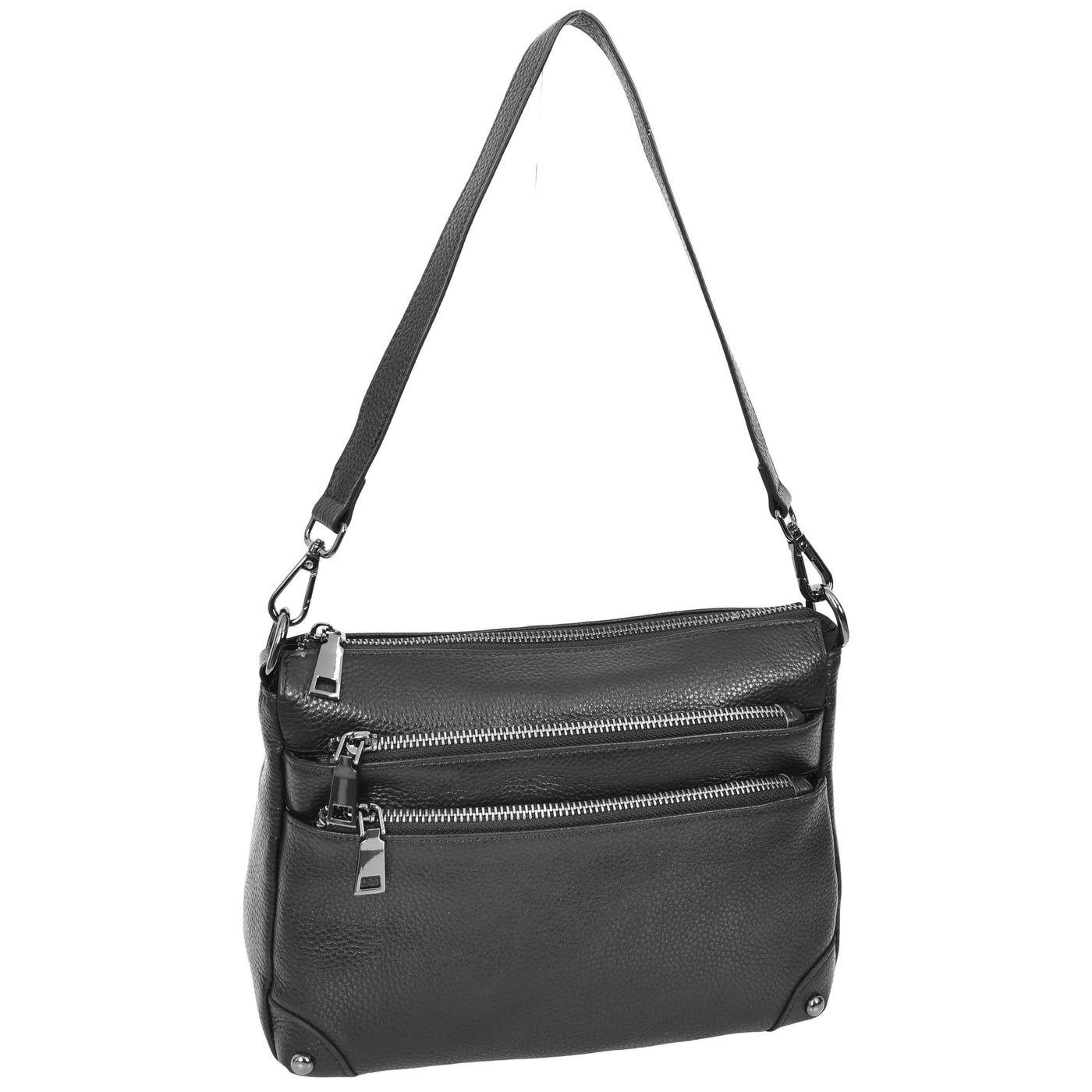 Women's Leather 2-in-1 Cross Body Shoulder Bag Olivia Black ( Min Order From 10/Pcs )