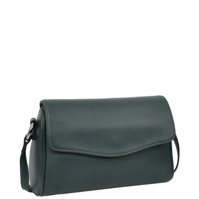 Womens Real Leather Cross Body Bag Small Organiser Classic Style Colette Green (Min Order From 10Pcs)