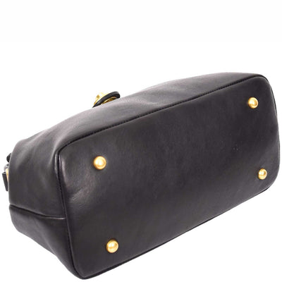 Women's Real Leather Bag Doctor Handbag HOL848 Black (Min Order From 10/Pcs)