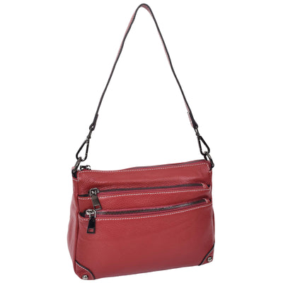 Women's Leather 2-in-1 Cross Body Shoulder Bag Olivia Red  ( Min Order From 10/Pcs )