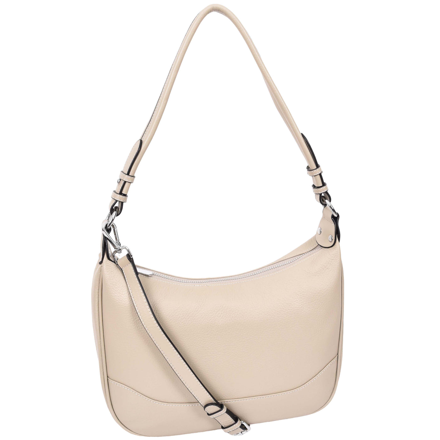 Women's Leather Hobo Style Shoulder Bag Daphne Taupe ( Min Order From 10/Pcs )