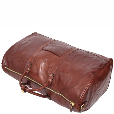Travel Duffle Bag Genuine Vegetable Leather Large Holdall HOL712 Brown (Min Order From 10Pcs)
