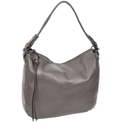 Women's Real Leather Hobo Style Handbag Diana Grey ( Min Order From 10/Pcs )