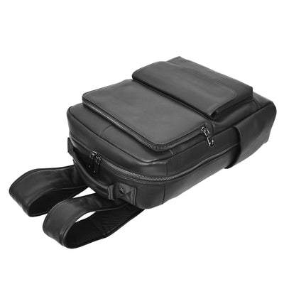 Leather Backpack Classic Laptop Rucksack Clifton Black ( Min Order From 10/Pcs )