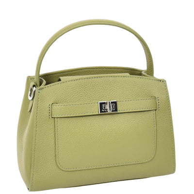 Women's Leather Top Handle Small Bag Lydia  Olive  ( Min Order From 10/Pcs )