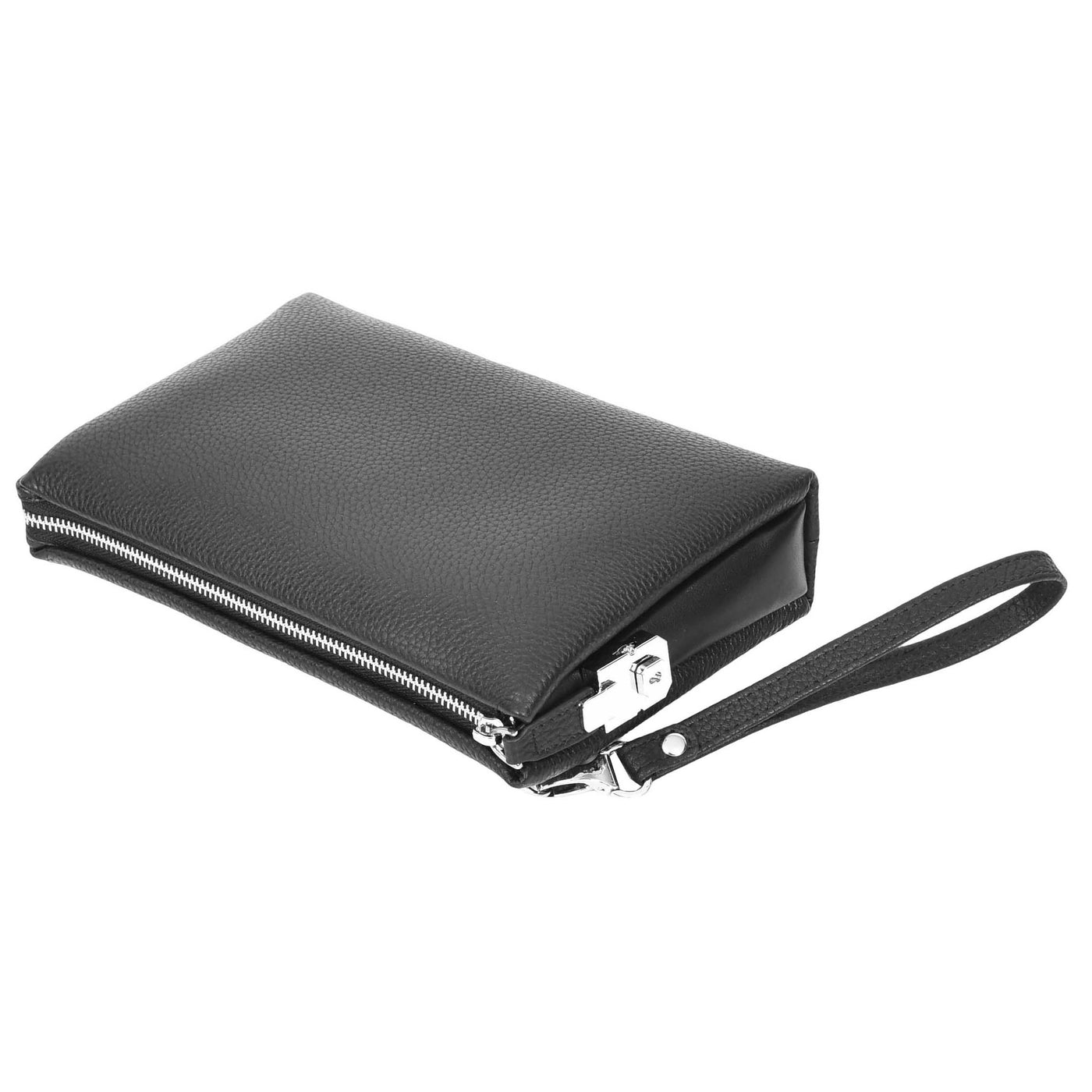 Real Leather Lockable Wrist Bag Thames Black ( Min Order From 10/Pcs )