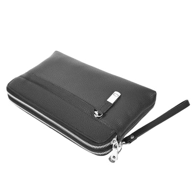 Real Leather Pouch Wrist Bag Stirling Black ( Min Order From 10/Pcs