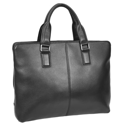 Real Leather Cross Body Briefcase Kingston Black (Min Order From 10/Pcs)