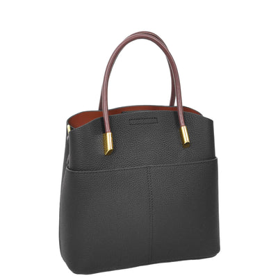 Women's Leather Top Handle Bag Ella Black (Min Order From 10Pcs)