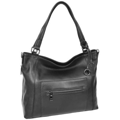 Women's Leather Tote Shoulder Handbag Evelyn Black ( Min Order From 10/Pcs )