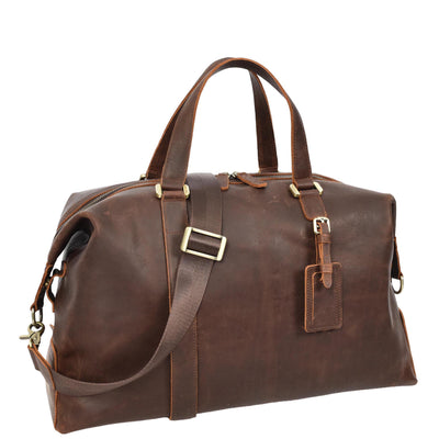 Leather Holdall Weekend Bag Aspen Brown ( Min Order From 10/Pcs )