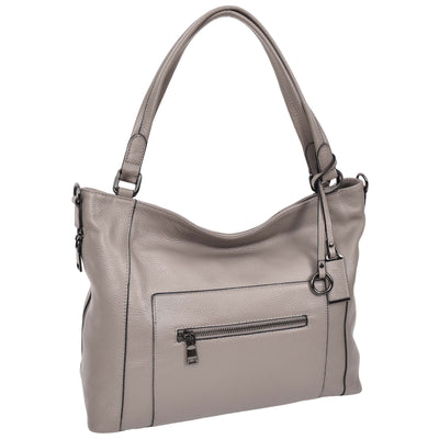 Women's Leather Tote Shoulder Handbag Evelyn Grey ( Min Order From 10/Pcs )