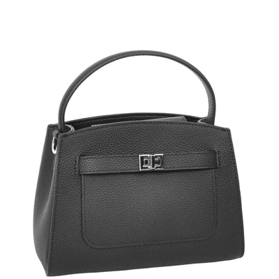 Women's Leather Top Handle Small Bag Lydia Black ( Min Order From 10/Pcs )