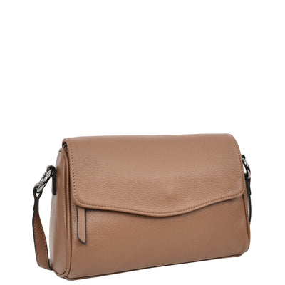 Womens Real Leather Cross Body Bag Small Organiser Classic Style Colette Brown (Min Order From 10Pcs)