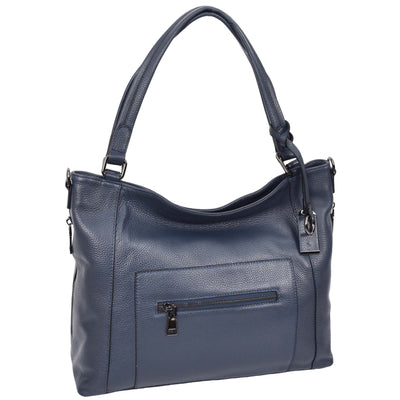 Women's Leather Tote Shoulder Handbag Evelyn Blue  ( Min Order From 10/Pcs )