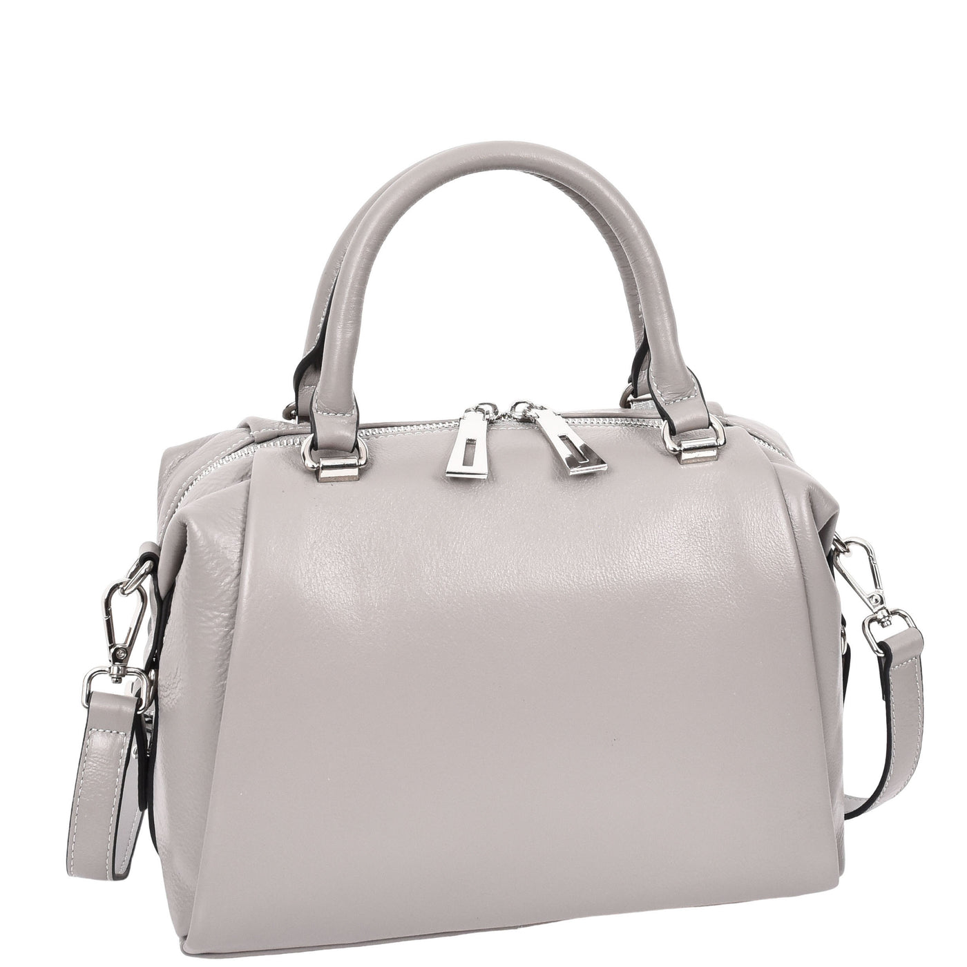 Women's Leather Small Barrel Shape Handbag Luna Gray ( Min Order From 10/Pcs )