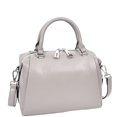 Women's Leather Small Barrel Shape Handbag Luna Gray ( Min Order From 10/Pcs )