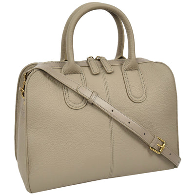 Women's Real Leather Handbag Classic Organiser Top-Handle Style Meadow Grey (Min Order From 10Pcs)