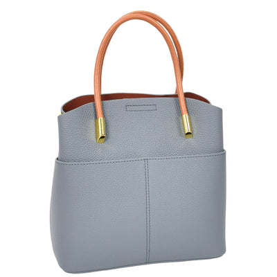Women's Leather Top Handle Bag Ella Sky Blue ( Min Order From 10/Pcs )