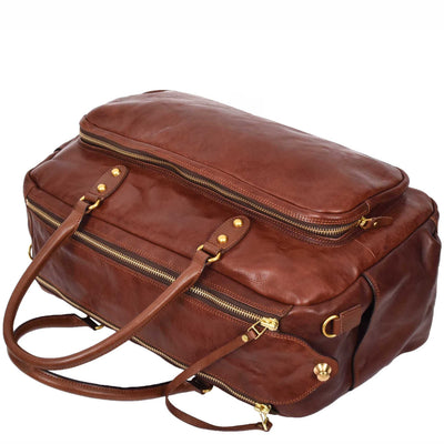 Genuine Leather Large Size Holdall Travel Duffle Bag  TALBOT Brown (Min Order From 10Pcs)
