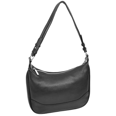 Women's Leather Hobo Style Shoulder Bag Daphne Black ( Min Order From 10/Pcs )