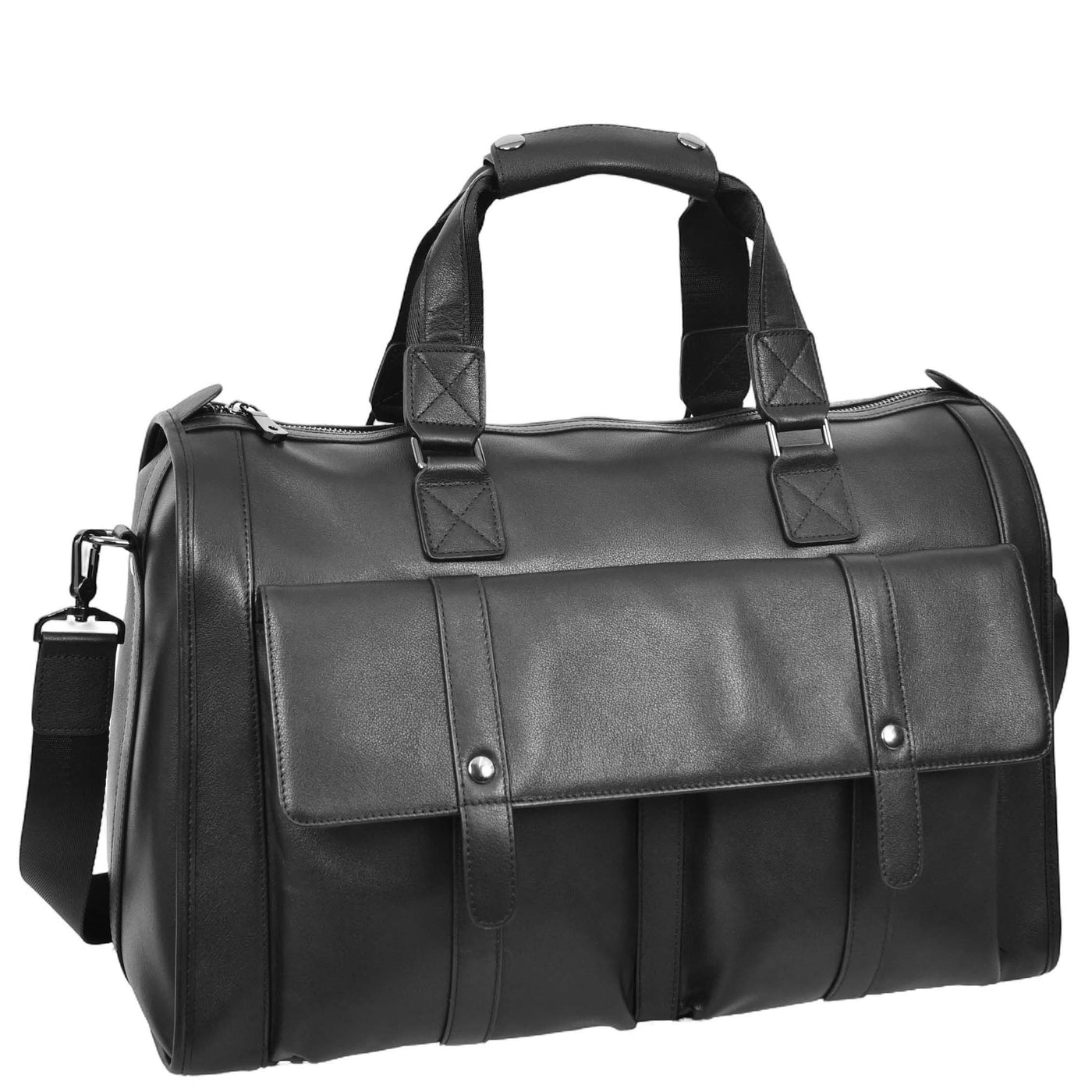 Leather Holdall Large Size Weekend Bag Wellington Black (Min Order From 10Pcs)