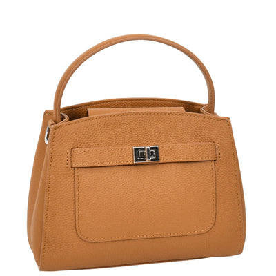 Women's Leather Top Handle Small Bag Lydia Tan ( Min Order From 10/Pcs )