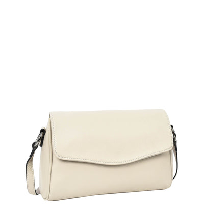 Womens Real Leather Cross Body Bag Small Organiser Classic Style Colette Beige (Min Order From 10Pcs)