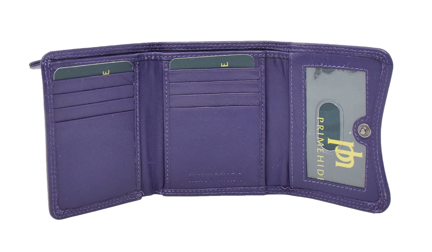 Womens Small Trifold Leather Purse Carmel Purple (Min Order From 20Pcs)