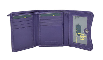 Womens Small Trifold Leather Purse Carmel Purple (Min Order From 20Pcs)