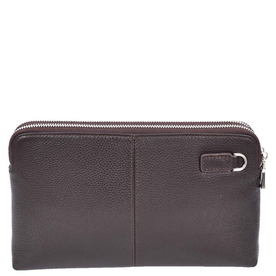 Real Leather Pouch Wrist Bag Stirling Brown ( Min Order From 10/Pcs