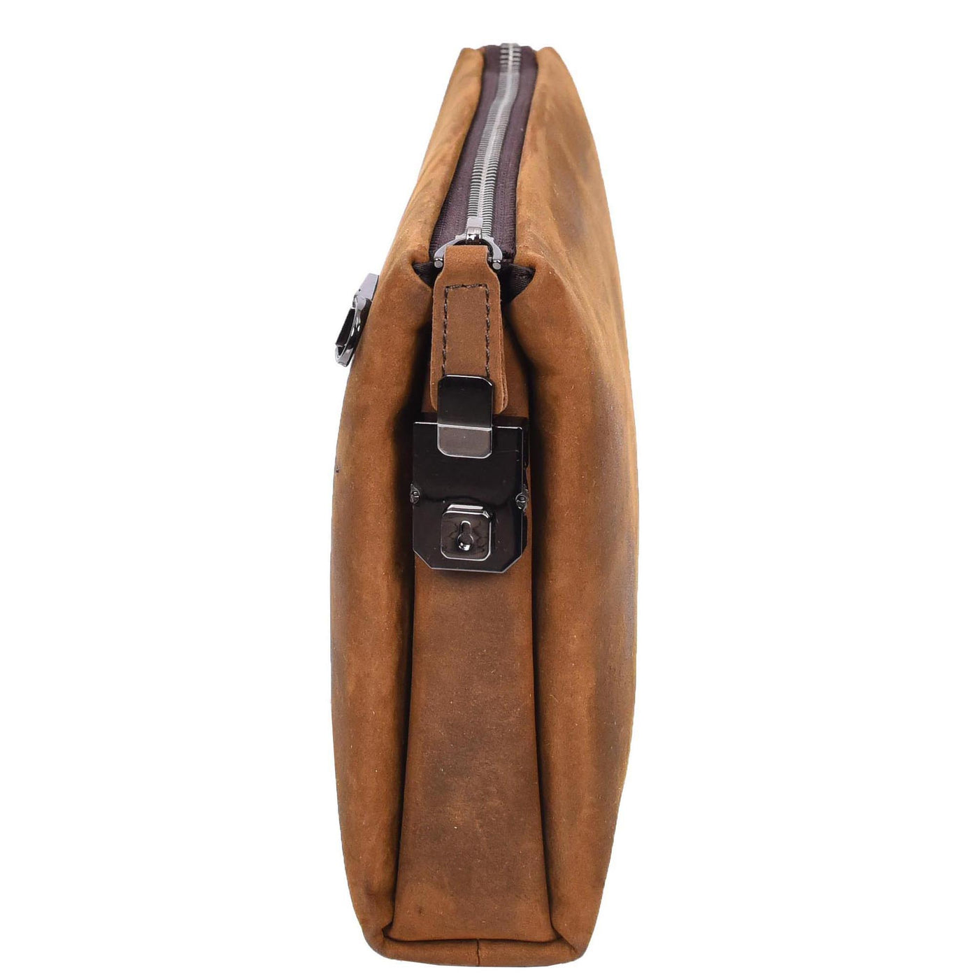 Real Leather Lockable Wrist Bag Thames Tan ( Min Order From 10/Pcs )