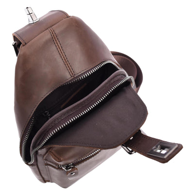 Real Leather Cross Body Chest Bag Phoenix Rusty Brown (Min Order From 10Pcs)