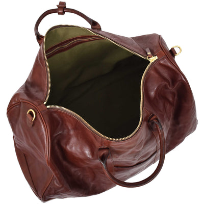 Travel Duffle Bag Genuine Vegetable Leather Large Holdall HOL712 Brown (Min Order From 10Pcs)