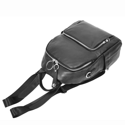 Women's Real Leather Casual Backpack Eliza Black ( Min Order From 10/Pcs )