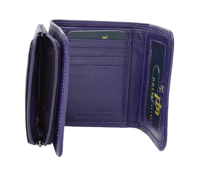 Womens Small Trifold Leather Purse Carmel Purple (Min Order From 20Pcs)