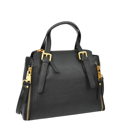 Womens Real Leather Handbag Small Size Top-Handle Style Juniper Black (Min Order From 10Pcs)